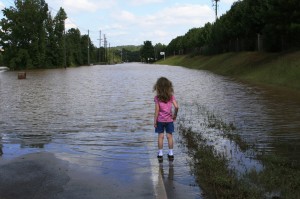 girl at edge of flood